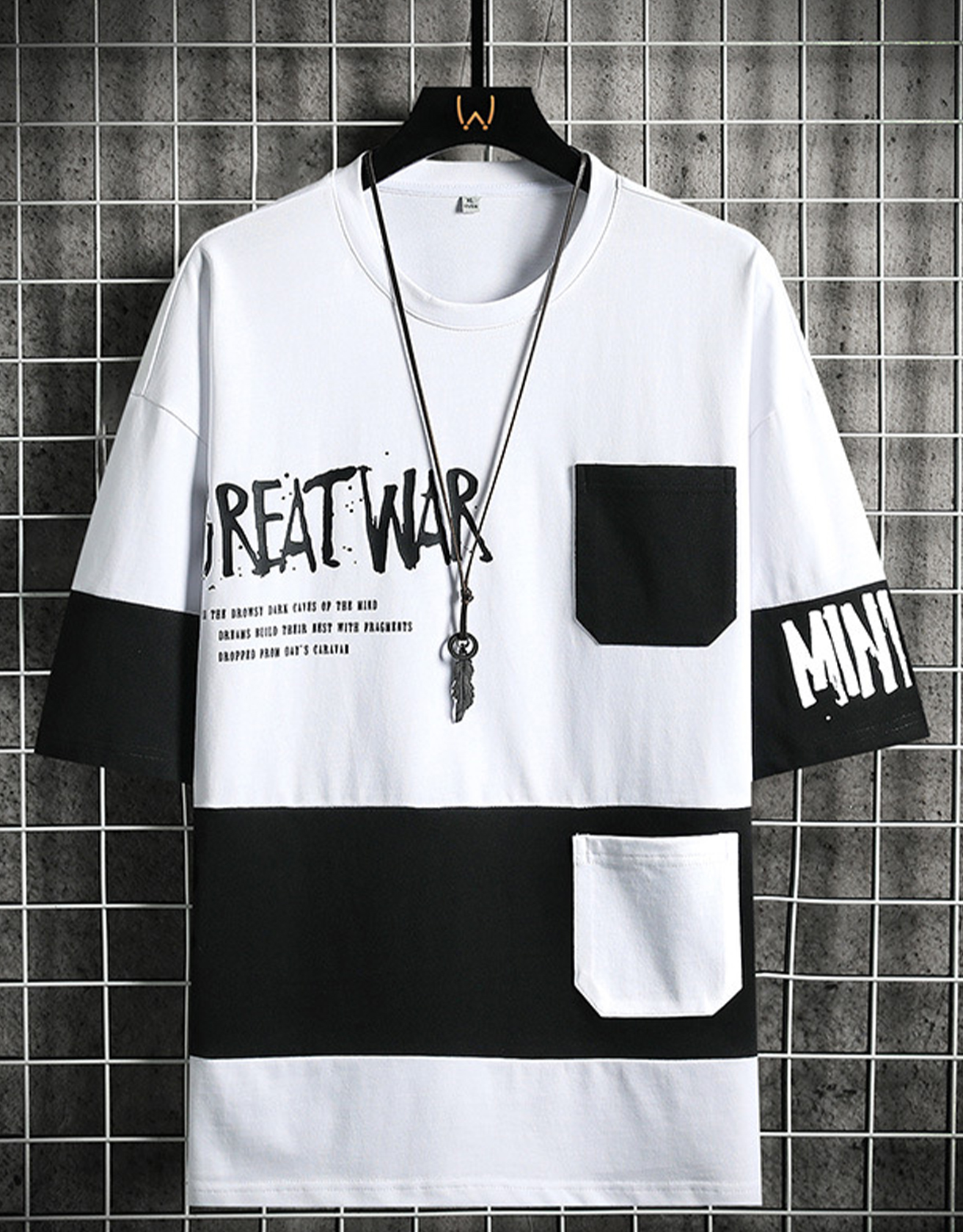 Street Hip Hop Color-block Letter Print Casual T-shirt / TECHWEAR CLUB / Techwear