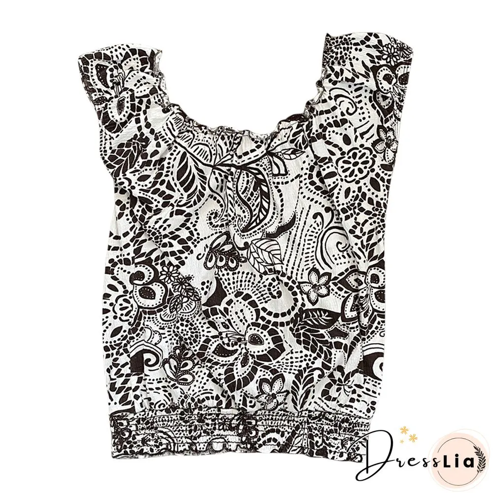 Y2K Fairycore Grunge Graphic Print Crop Top Ruffles Short Sleeve Slim Fit Pullovers Tees