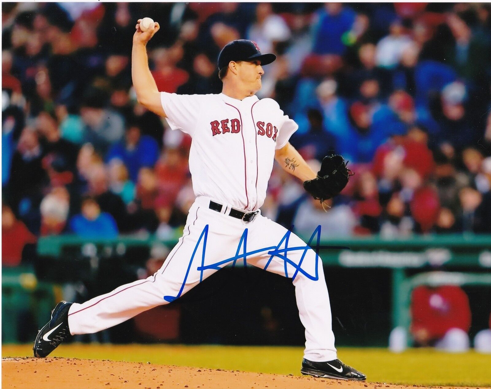 STEVEN WRIGHT BOSTON RED SOX ACTION SIGNED 8x10