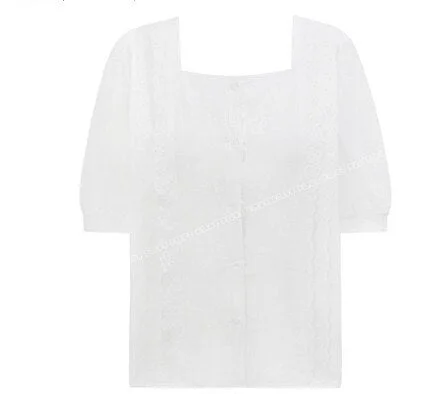 New Embroidery Lace Womens Blouses Summer Tops Femme Casual Women Shirt Short Sleeve Linen Cotton Girls Blouse Plus Size Blusas