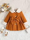 Kid Baby Girl Winter Fleece Coat Solid Bow Coats
