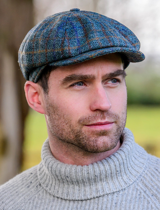 8 PANEL DRIVING CAP - GREEN & BROWN CHECK