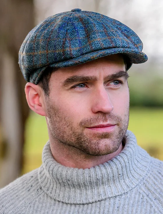 8 PANEL DRIVING CAP - GREEN & BROWN CHECK