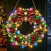 DIY Special Shaped Diamond Painting Wreath, Double-Sided Printing Christmas Wreath Hanging with LED Light Decor Kit 