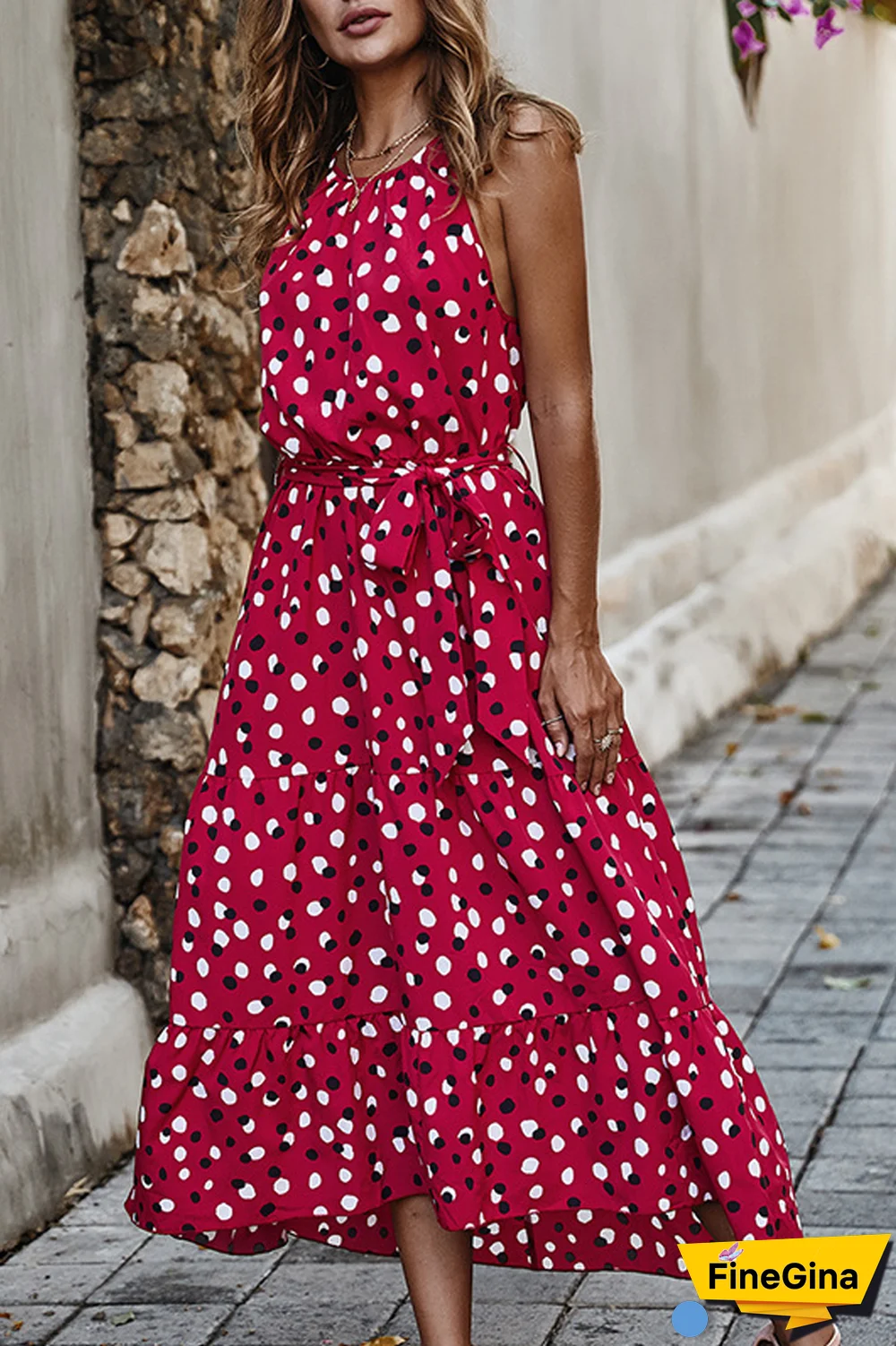 KarliDress Polka Dot Holiday Style Swing Dress P12715