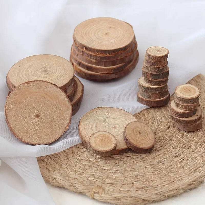 Athvotar Simple Round Wood Chips Log Cup Cushion Dinner Mat Photo Photography Decoration Props Children's Handmade Diy Materials