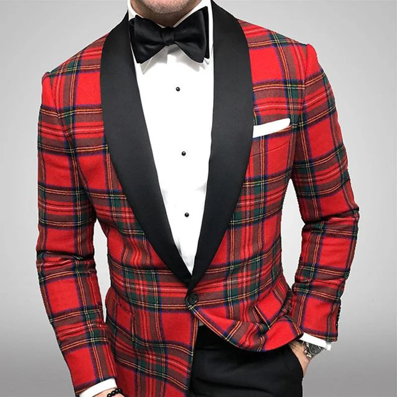 Men's Red and Green Plaid Blazer - Christmas Collection