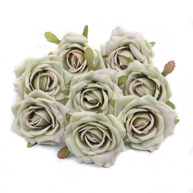 5pcs 7cm Large European Retro Silk Artificial Rose Flower Heads For Wedding Party Home Decoration DIY Garden Crafts Fake Flowers