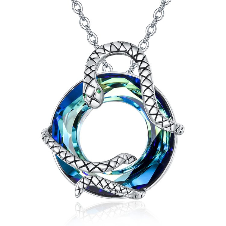 S925 Snake Crystal Circle Necklace
