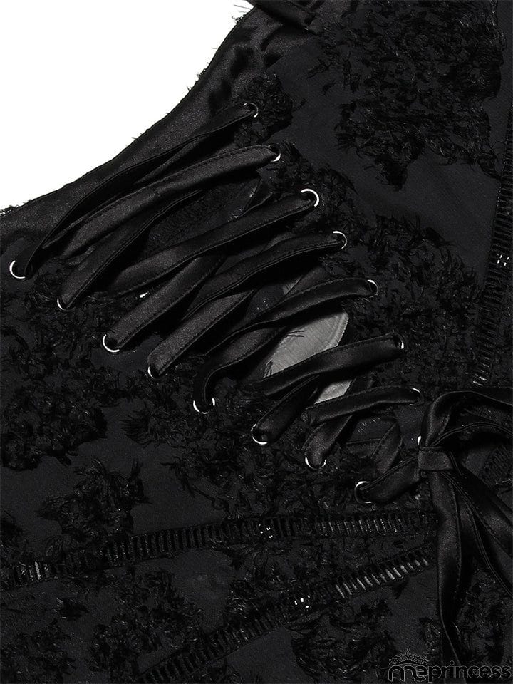 Female Sexy Black Embroidered Strappy Evening Dresses