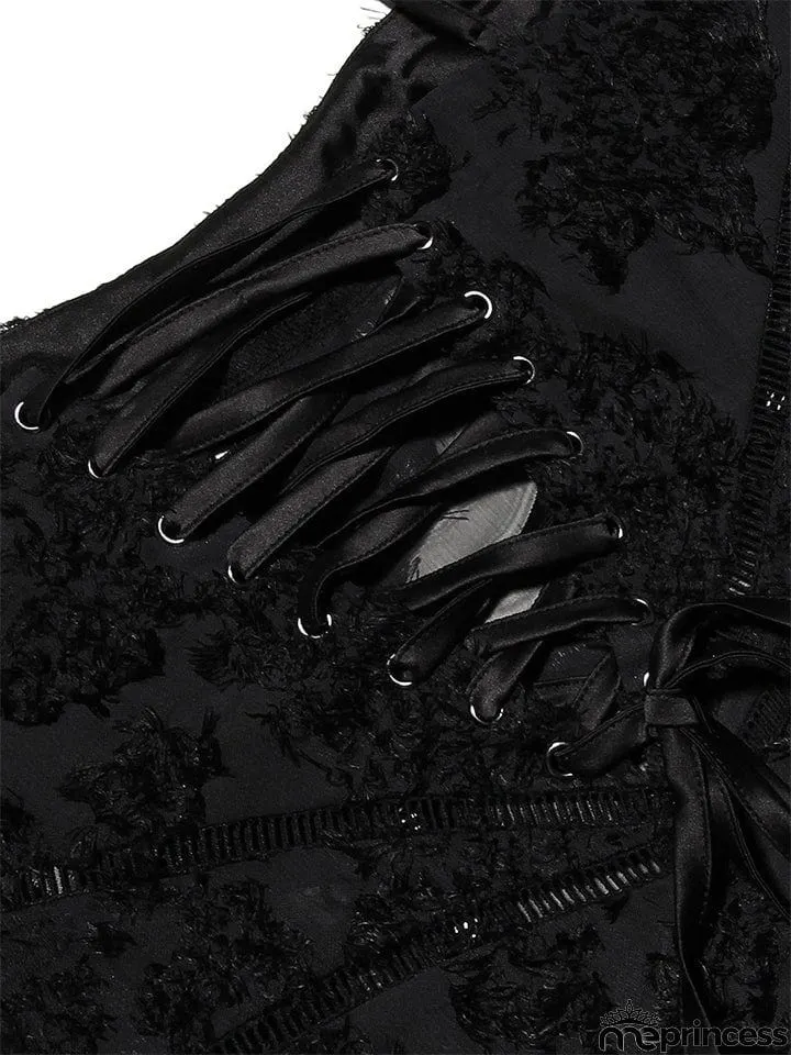 Female Sexy Black Embroidered Strappy Evening Dresses