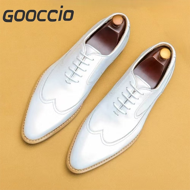 FS188 White Cowhide Dress Shoes/Oxford Shoes For Men  GOOCCIO   
