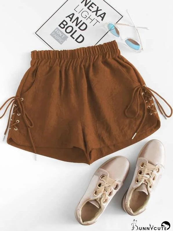 Lace-Up High-Rise Shorts for Women