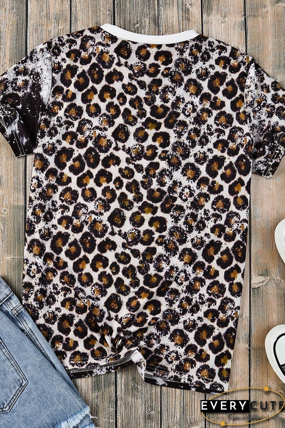 Leopard Mix Animal Print Bleached T Shirt