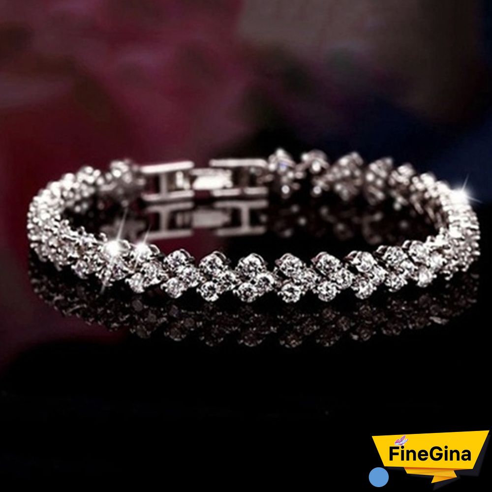 Luxury Fashion Women 925 Sterling Silver Crystal Bracelet 18K Gold Braided Leaf Bracelet Rose Gold Bracelet for Women Diamond Bracelet Valentine's Day Gift Party Bride Engagement Wedding Bracelet Anniversary Gift Christmas Gift Jewelry