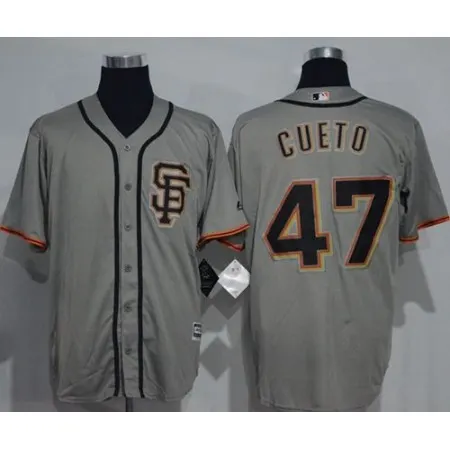Giants #47 Johnny Cueto Grey New Cool Base Road 2 Stitched MLB Jersey
