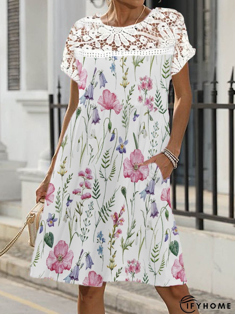 Floral Boho Crew Neck Dress | IFYHOME