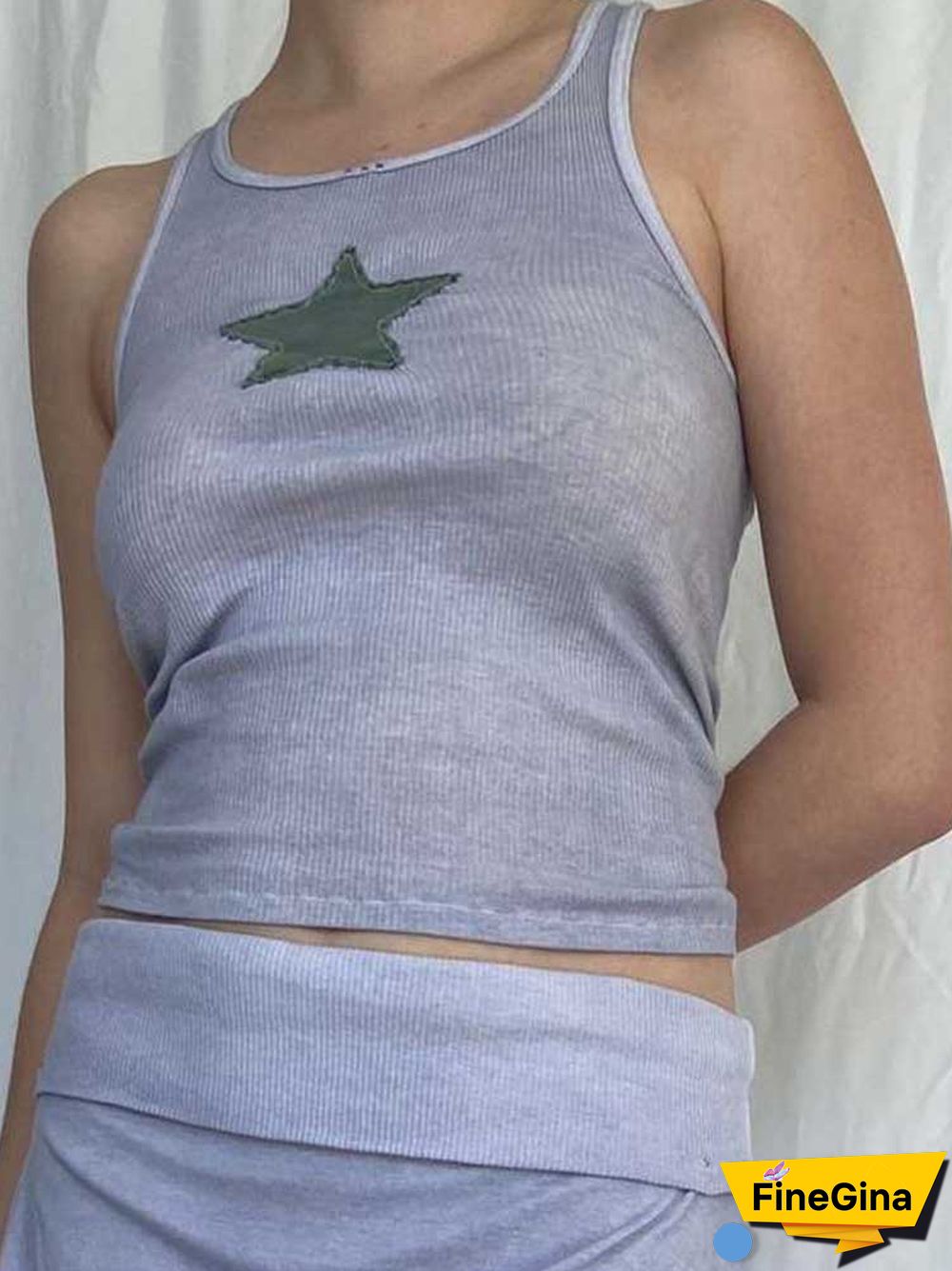 Vintage Knitted Vest Kawaii Fairycore Star Pattern Sleeveless Tanks Summer Women Slim Harajuku Sweats Shirt