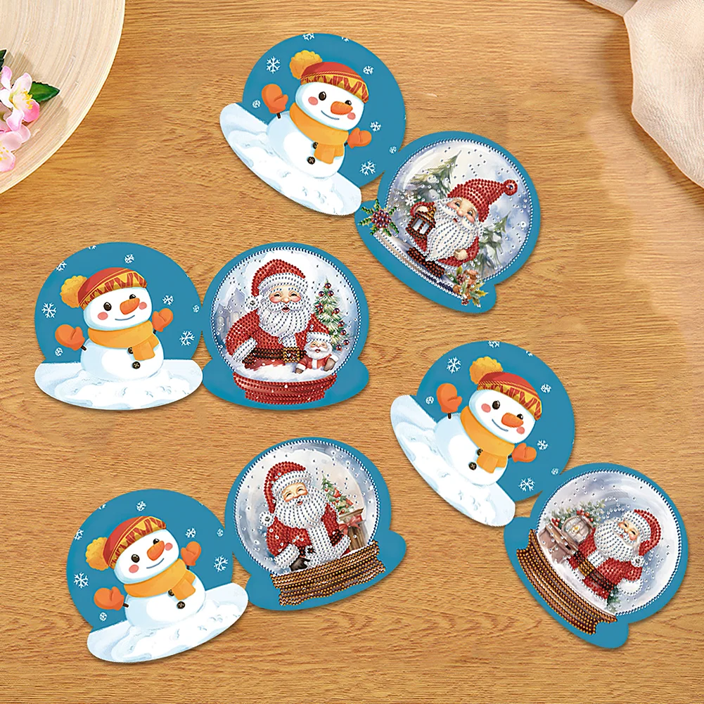 12pcs Santa Crystal Ball Special Shape Diamond Drawing Card Diamond Card【With White Envelope】