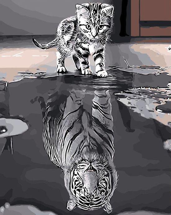 

Cat Mirror Tiger – Paint By Numbers - 40*50CM, 501 Original