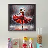 Red Dress Girl-11CT Stamped Cross Stitch 45*45cm/17.72*17.72in tapestrymarket