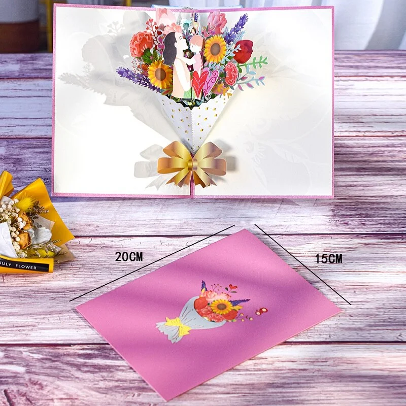 10 Pack Pop-Up Mothers Day Card 3D Bouquet Greeting Birthday Cards for Mom Grandmother with Envelope from Daughter