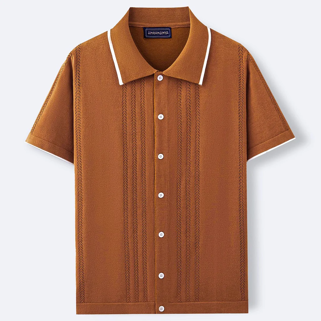 Uveng Uveng Men's New Summer Cardigan Knits Casual Thin Business Knits Solo Shirts SY0007