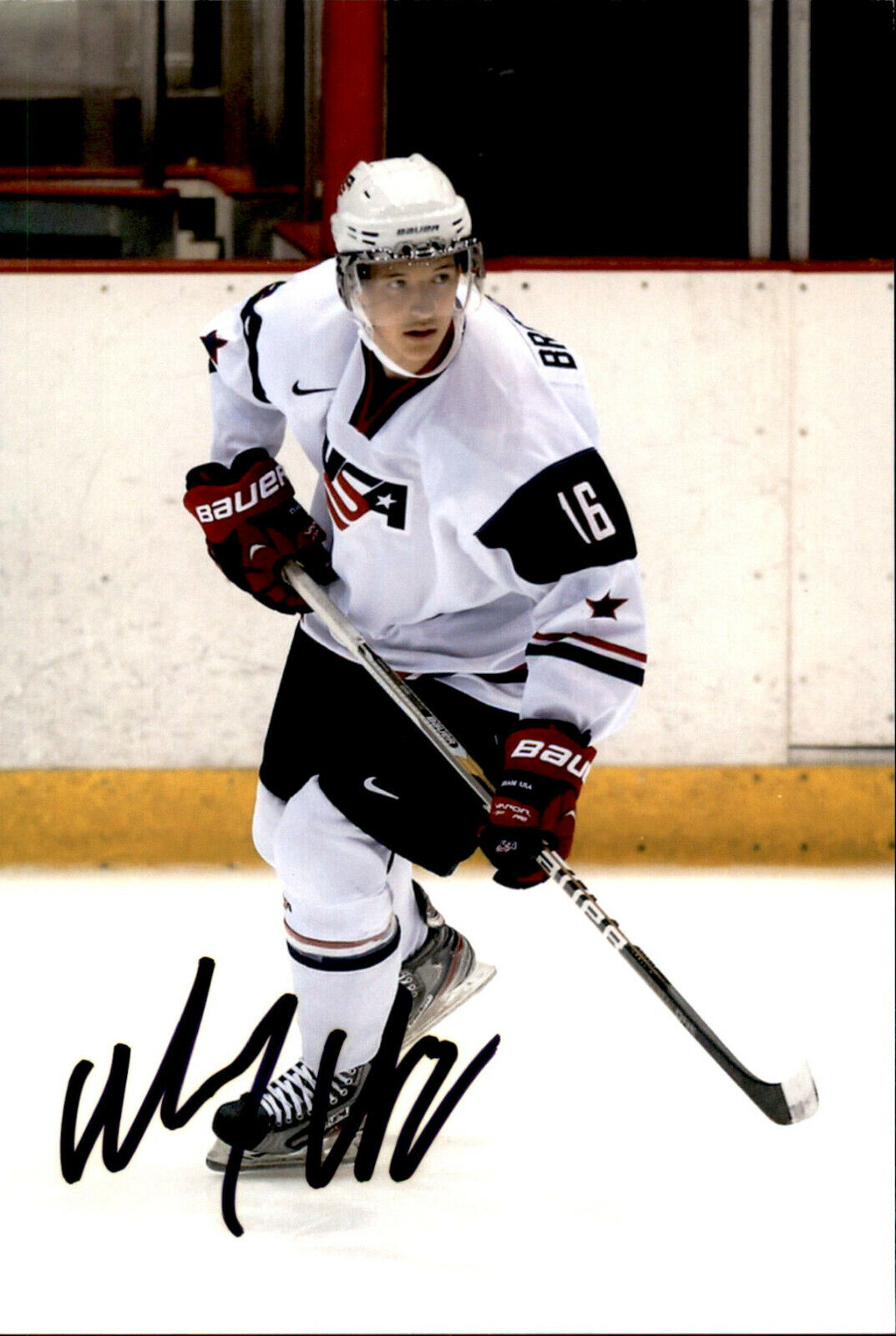 Alex Broadhurst SIGNED 4x6 Photo Poster painting TEAM USA / COLUMBUS BLUE JACKETS