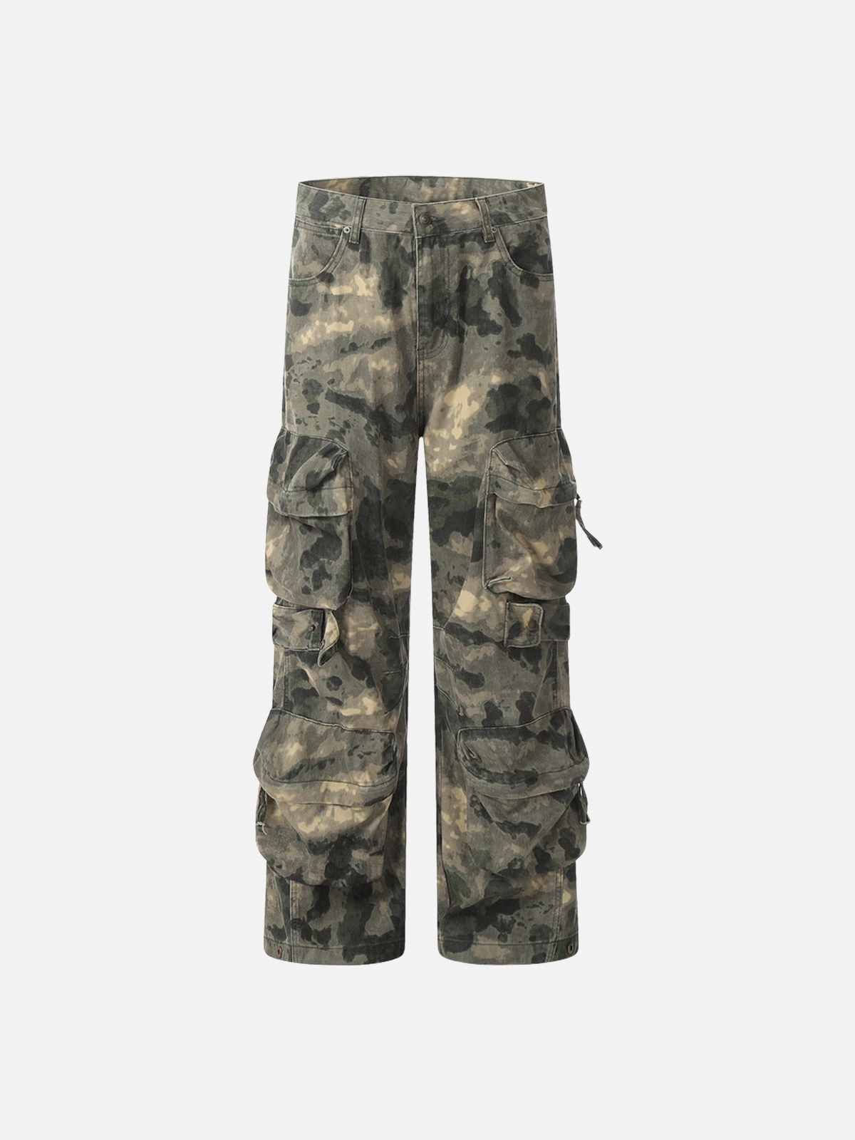 Camouflage Mountain-Style Multi-Pocket Camo Cargo Pants Front