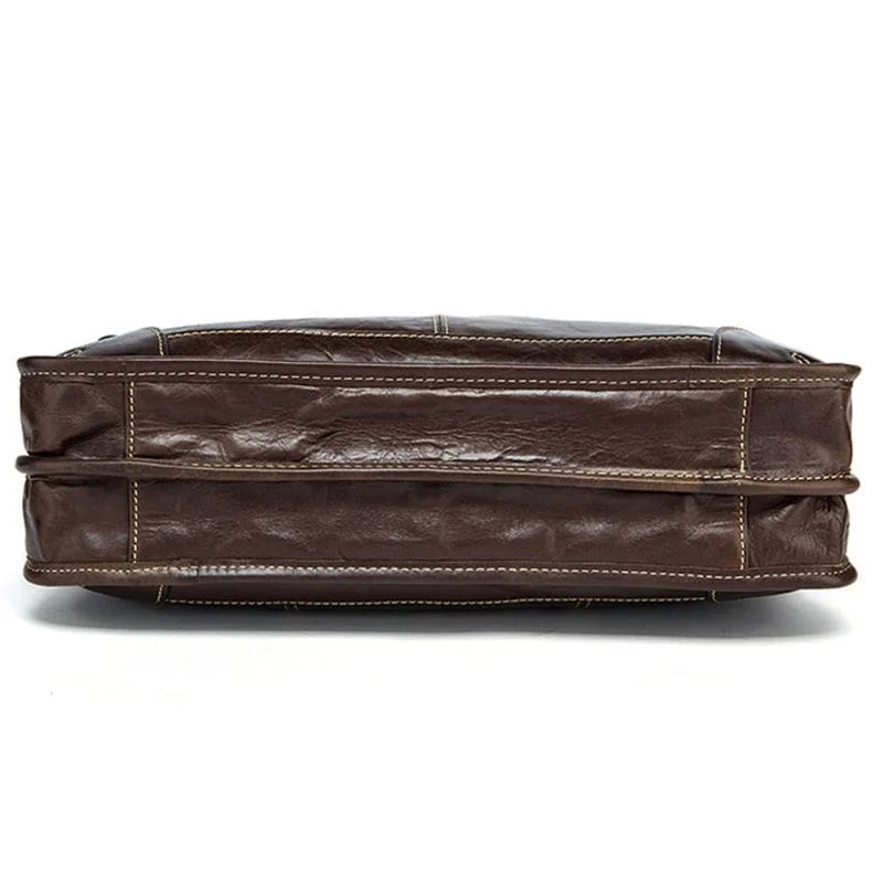 Business Leather Shoulder Bag Large-Capacity Casual 14-Inch Computer Handbag