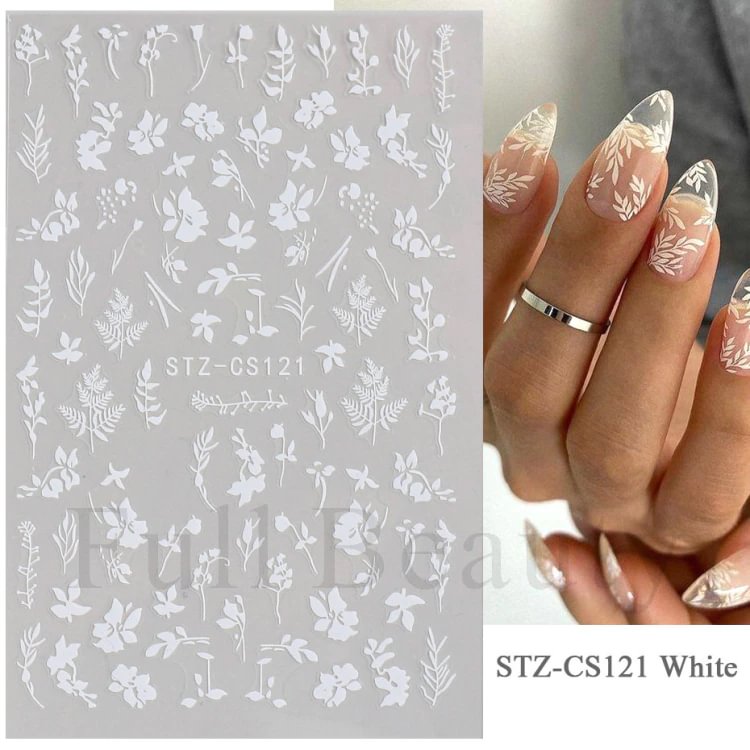 Applyw Black Leaf Nail Stickers Summer Small Flower 3D Nail Art Decorations Self-Adhesive Slider Manicure Tattoo Tool LASTZ-CS121