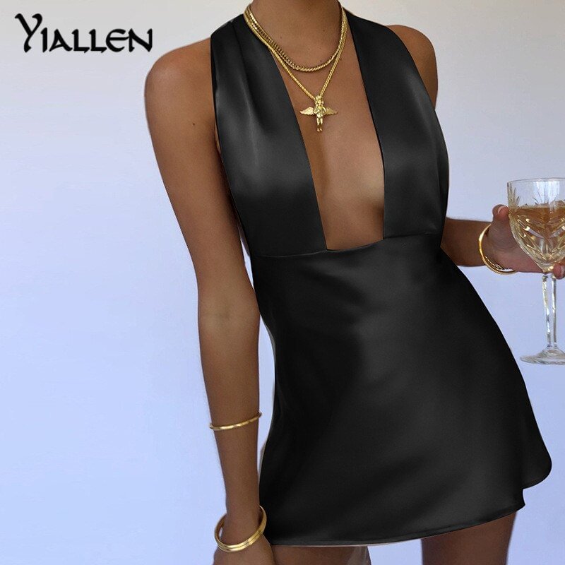 Yiallen Spring Sexy Hollow Out Bandage Women Dress Solid Asymmetrical High Waist Mini Dress Women Skinny Fashion Streetwear Hot