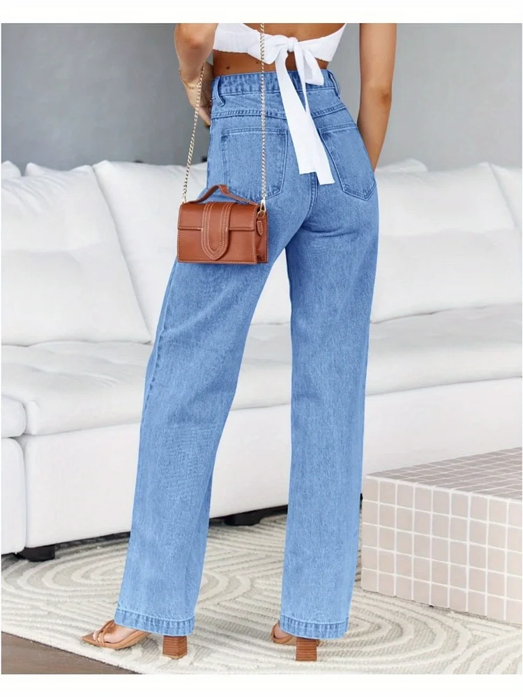 Women's High Waisted Jeans Straight Leg Loose Casual Lightweight Denim Pant
