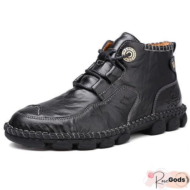 Men Work Boots Leather Man Ankle Boots Men's Boots Autumn Men Shoes Casual Shoes Big Size