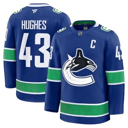 Youth Vancouver Canucks #43 Quinn Hughes  Blue Home Jersey