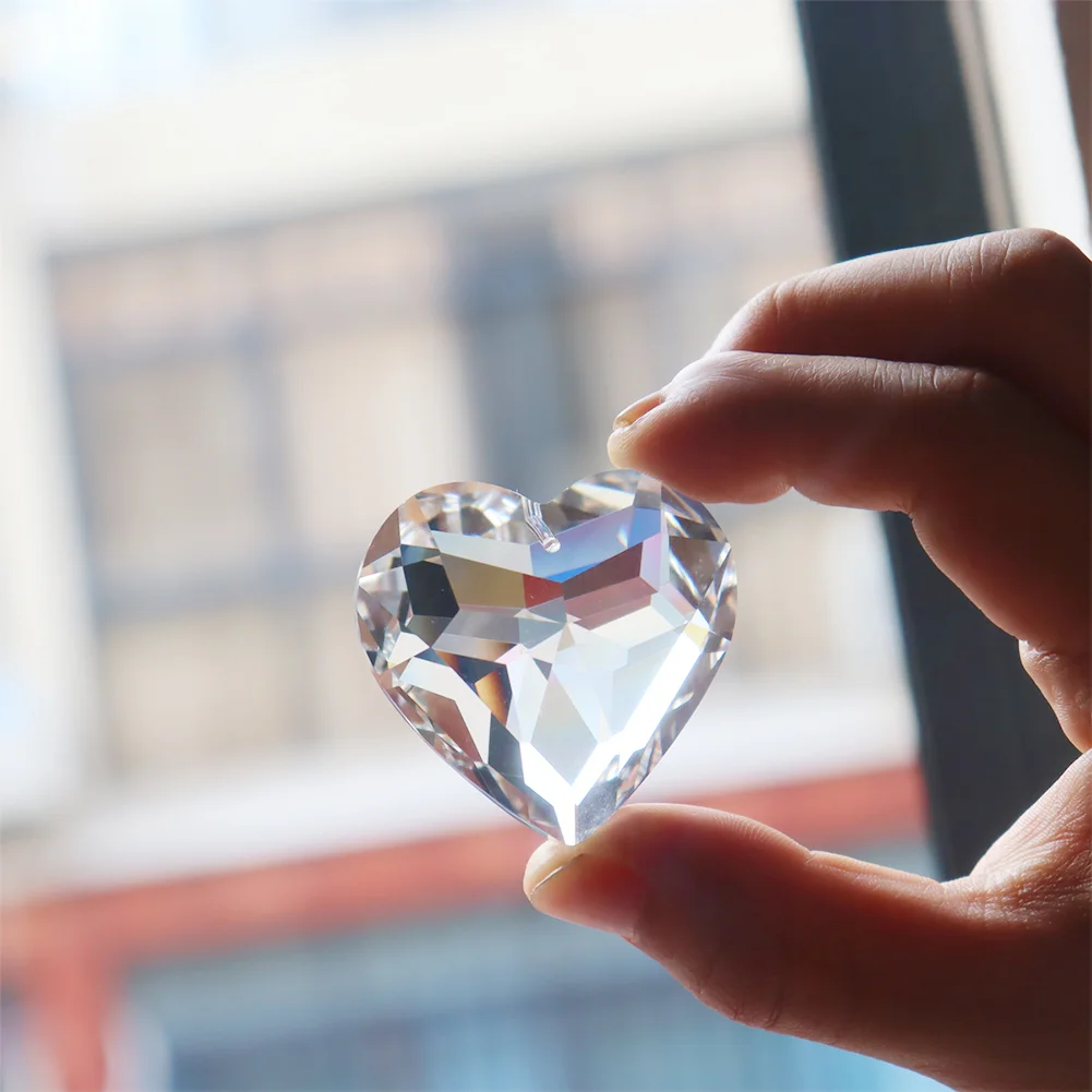 Colorful Crystal Prism Ball Pendulum Pendant for Garden Window (Heart)