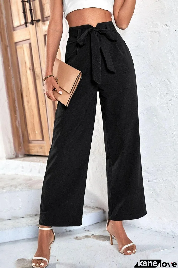 Belted High-Rise Wide Leg Pants