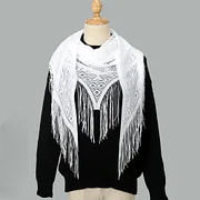 Thepearlpad Women Luxury Lace Scarf Shawls Solid Color Tessles Triangle Scarf Sexy Hollow Out Foulard Stoles Female Embroidery Hijab Turban