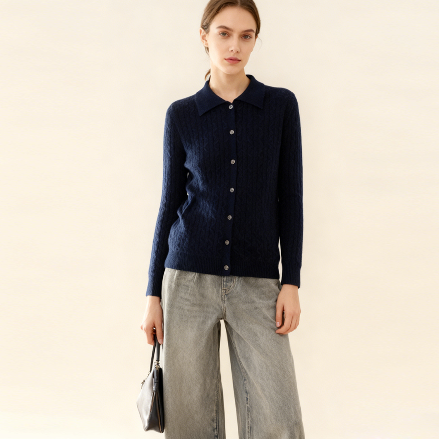 Lapel Collar Warm Women's Cashmere Sweater REAL SILK LIFE