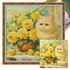 (US Only)Cat Printed Cross Stitch Kit 61x61cm DIY 14CT Thread Art Needlework Home Decor