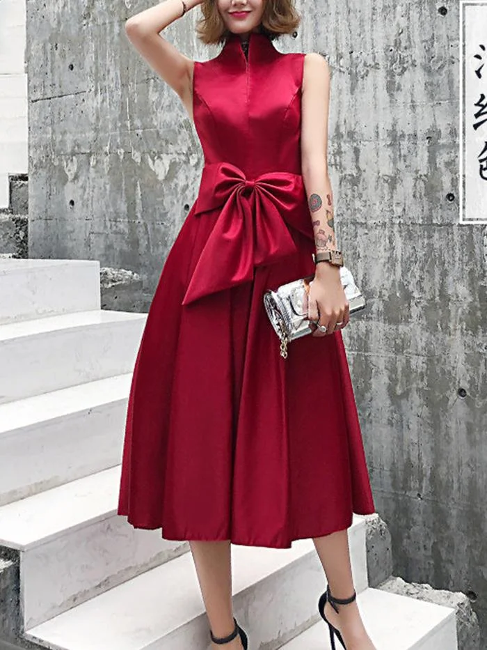 Elegant Bow-knot Mini Dress Dress
