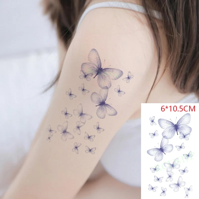 Waterproof Temporary Tattoo Sticker Rose Flower Leaf Letter Black Small Body Art Flash Tatoo Fake Tatto for Kids Girl Men Women