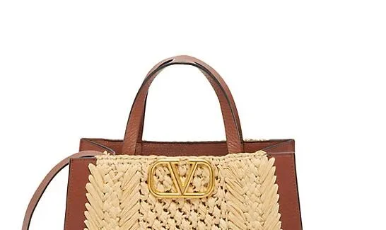   Valentino Garavani VLogo Raffia & Leather Tote 3.5 out of 5 Customer Rating