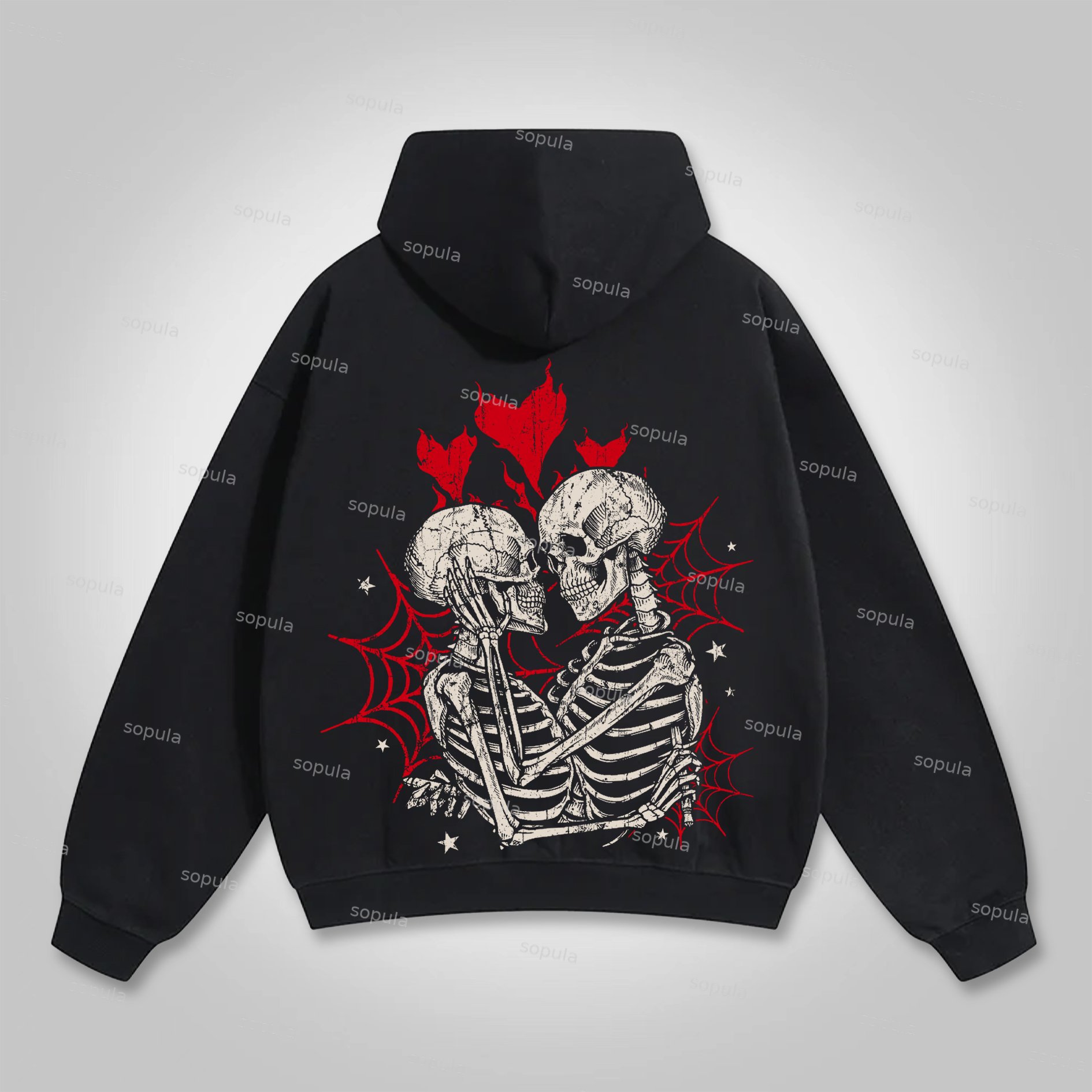 Sopula Til Death Do Us Part Skull Vintage Graphic Pocket Hoodie