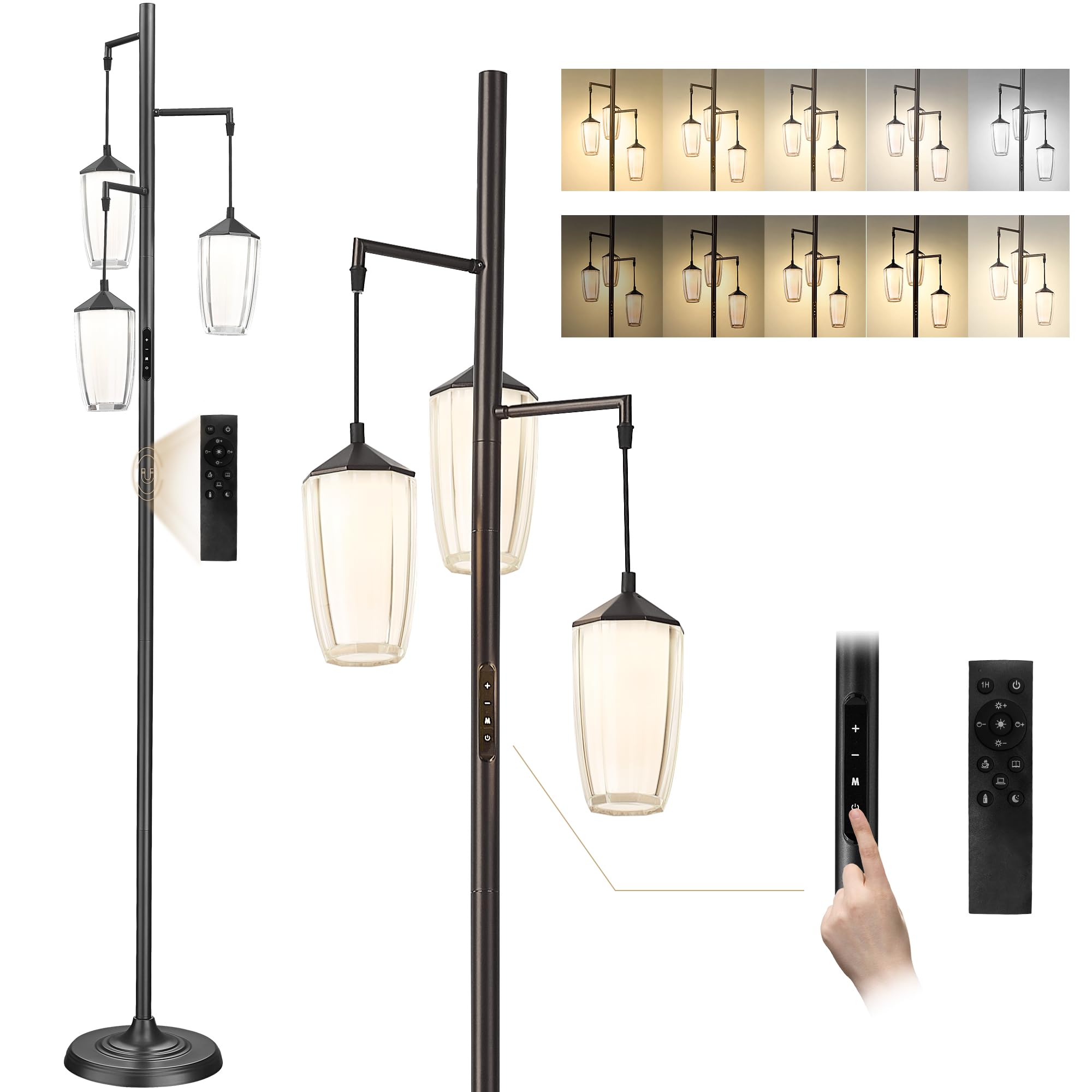  Modern Dimmable Floor Lamp 3-Light Standing Lamp 