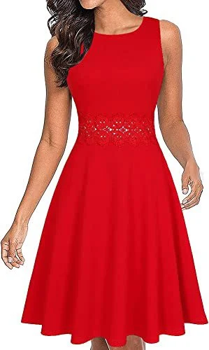 Brownm New Round Neck Women's Summer Lace Dress