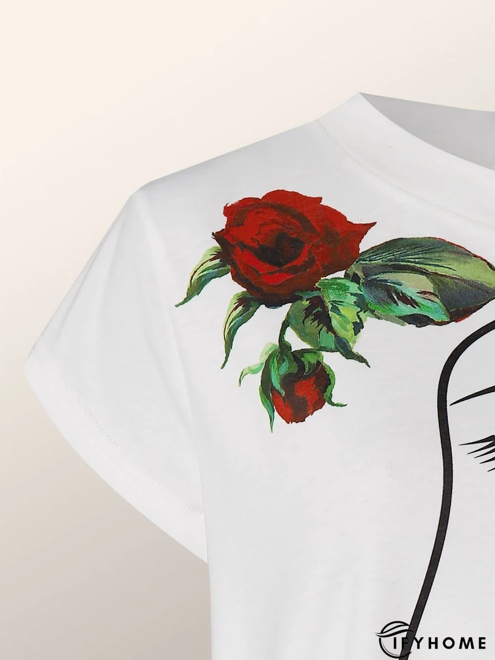 Daily Floral Crew Neck Cap Sleeve T-Shirt | IFYHOME