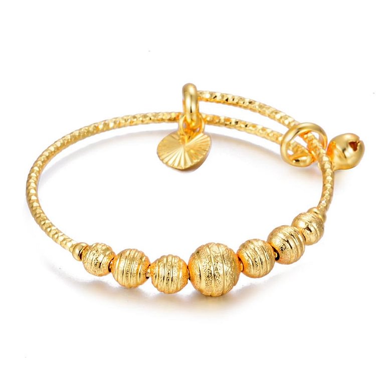 Trendy Childrenbracelet Small Bangles&amp;Bracelet flower Gold Color Charm Beads Baby Bracelet