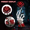 Gothic Floral Flower Model Set Eye-Catching Table Centerpiece Horror Skeleton Bouquet Building Set for Adults Kids Holiday Birthday Gift (Skull Hand Rose)