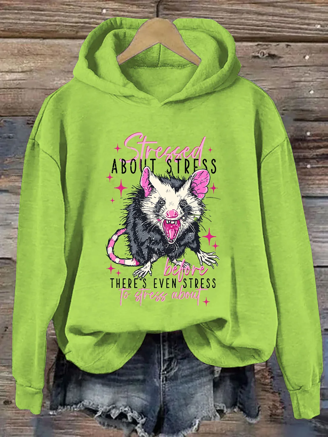 Stressed About Stress Opossum Hoodie